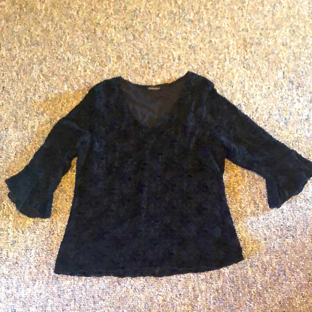 Brittany Black- lace long sleeve top wide cuff